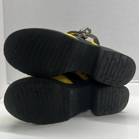 Jeffrey Campbell Coltrane Boots Heeled Leather Neoprene Yellow Black Women's 5.5 - Picture 7 of 9